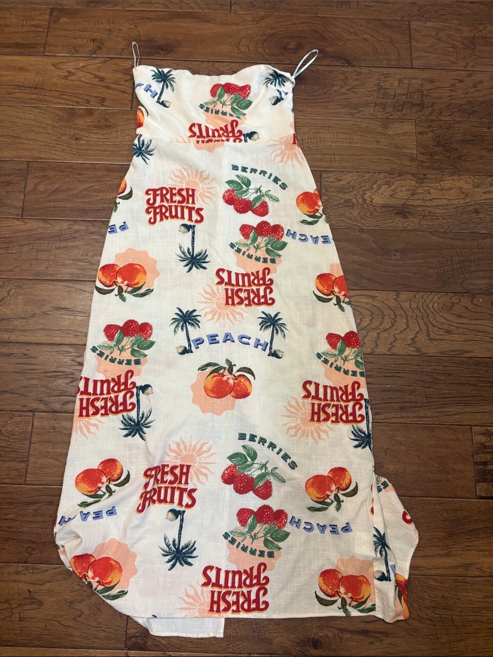 Paper Heart Linen White Fruit-Print One-Piece Dress